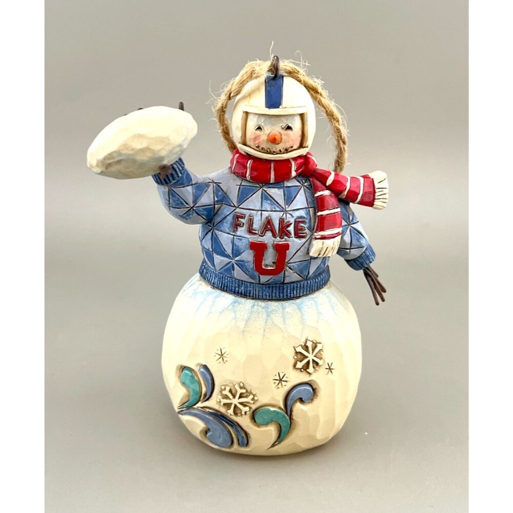2010 Jim Shore Flake U Snowman Football Ornament Christmas Tree 4019067 Snow EUC